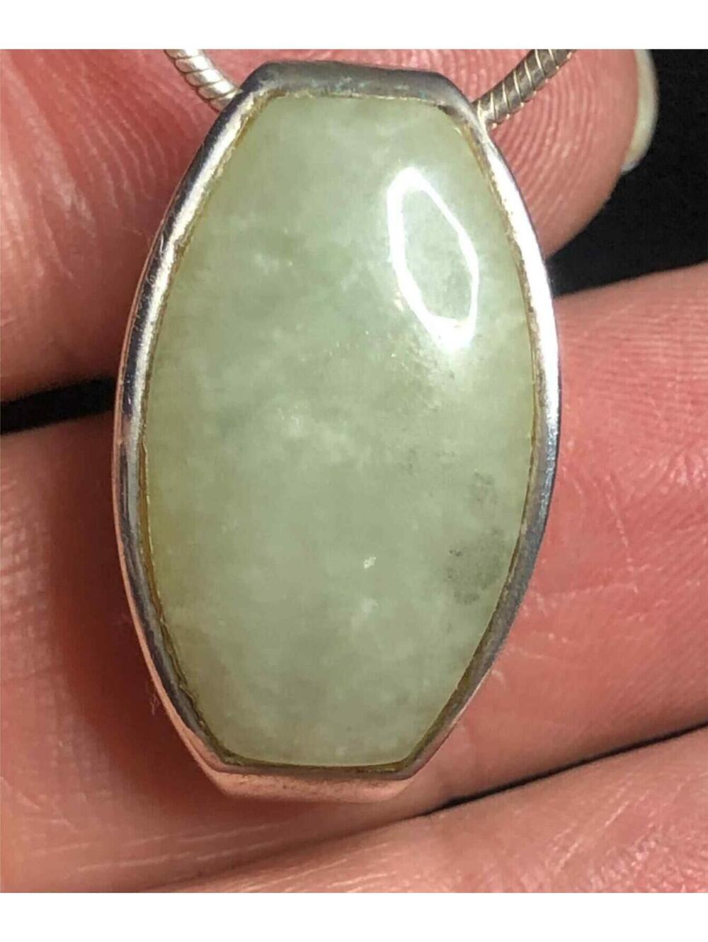 6910 Sterling 925 Chyroprase Jade pendant snake Chain Necklace 19" long 12.8gram